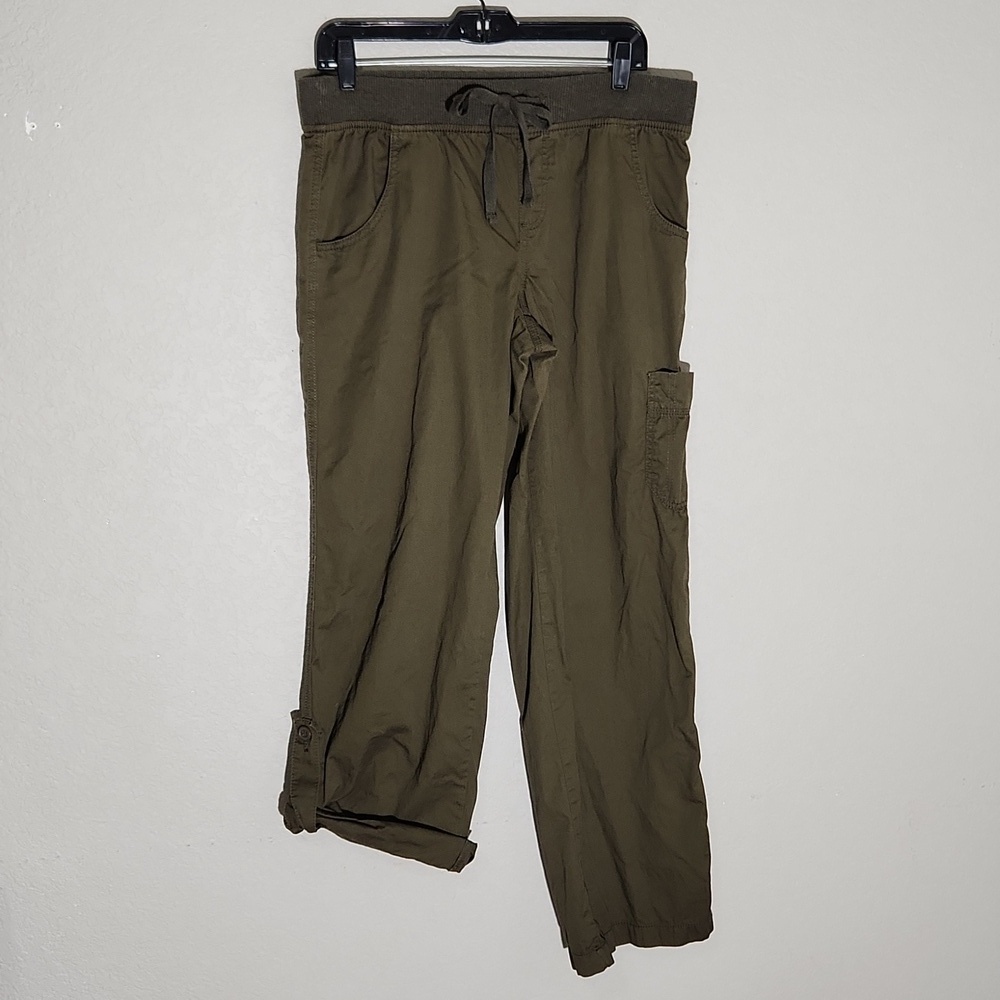Unbranded Cargo Pants Size 4/5 No Inside Tag Pull On Green Olive Y2K Roll Tab